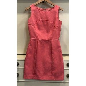 Tahari Arthur S Levine Coral Sheath Dress Pink Floral Jacquard Size 2P Petite